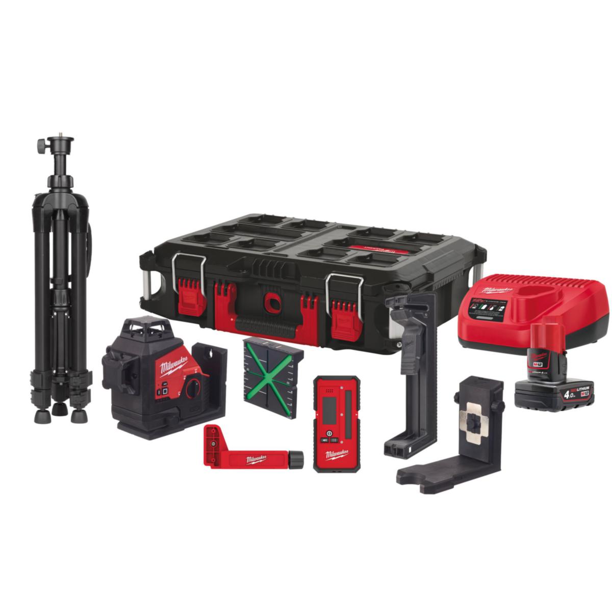 Ristilinjalaseri Milwaukee M12 3PLKIT-401P - AKKURISTILINJALASER MILWAUKEE M12 3PLKIT-401P