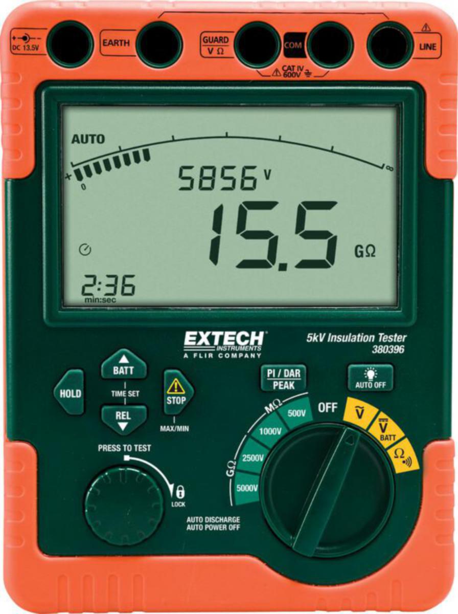 Eristysvastusmittari 380396 Extech - ERISTYSVASTUSMITTARI EXTECH DIGITAALIN 500/1000/2500/5000V