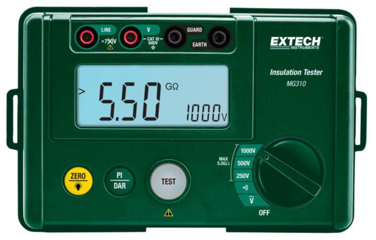 Eristysvastusmittari MG310 Extech - ERISTYSVASTUSMITTARI EXTECH DIGITAALINEN 1kV/5.5GOhm