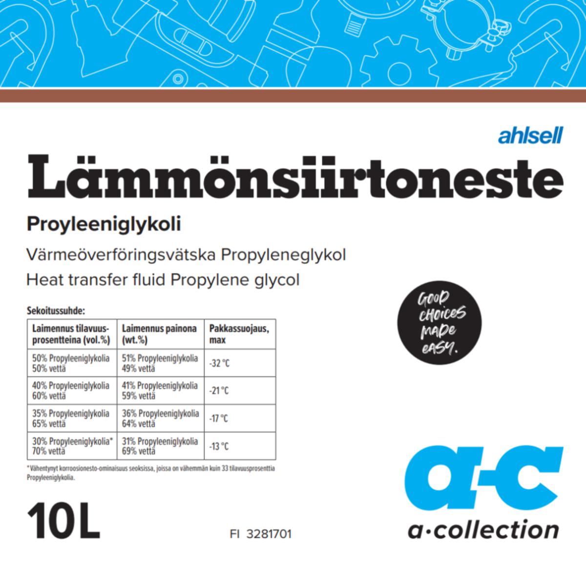 Lämmönsiirtoneste a-collection P-glykoli - LÄMMÖNSIIRTONESTE P-GLYKOLI A-COLLECTION 10L 100%