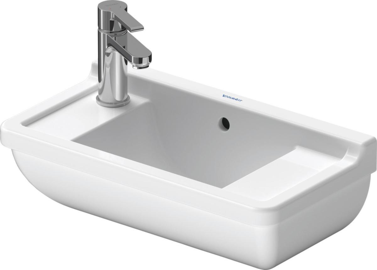 Pesuallas Duravit Starck 3, epäsymmetrinen hanareikä - PESUALLAS STARCK 3 500X250/O 0751500008