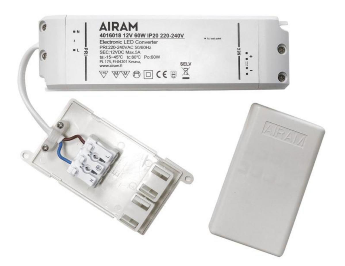 LED-liitäntälaite Airam - LED-LIITÄNTÄLAITE AIRAM TASAJÄNNITELÄHDE 12V 60W IP20