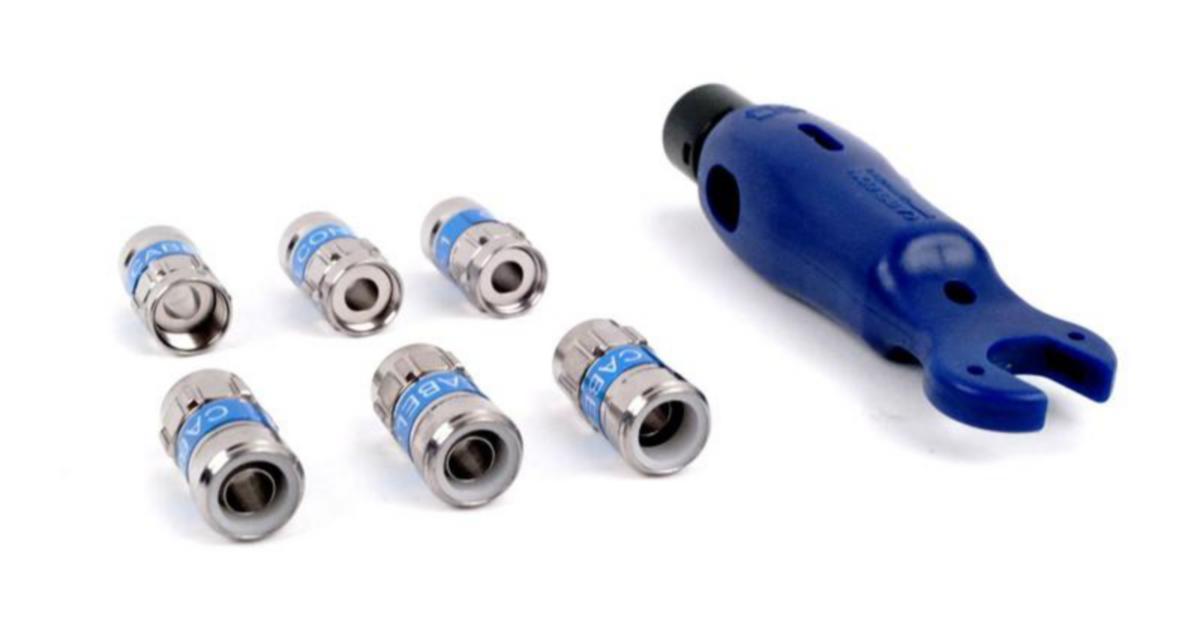 Liitin Cabelcon Self-Install + työkalu - LIITIN CABELCON 6XF & TYÖKALU RG6T T2127 T13